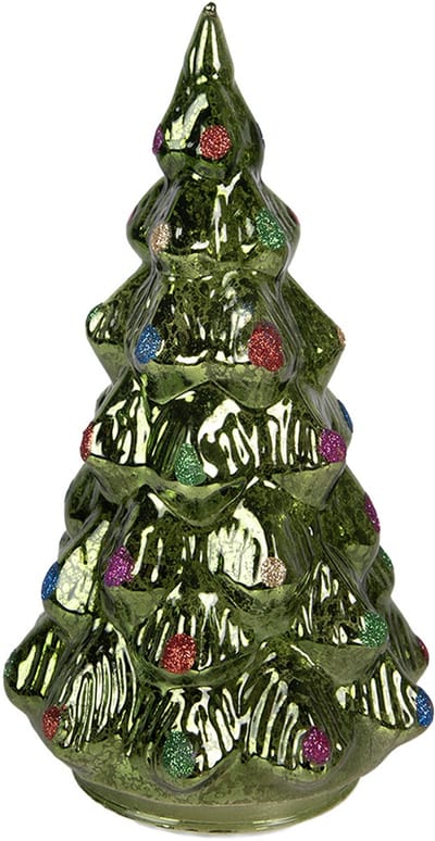 Clayre & Eef Kerstdecoratie met LED-verlichting Kerstboom Ø 13x23 cm Groen Kunststof