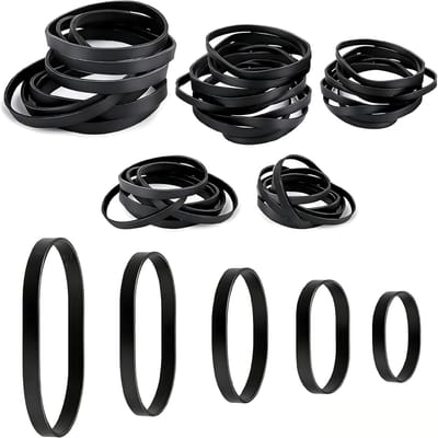 200 stuks grote rubberen banden, zwart, 5 maten, brede rubberen ringen, breed, zwart, herbruikbaar, huishoudelijk rubber voor industrie, camping, survival, 2,5, 4, 5, 6, 7 mm