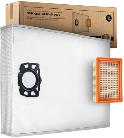 SQOON® Serviceset geschikt voor Kärcher WD 3 - Gelijk aan model: 2.863-006.0 / 2.863-005.0 - Vervangingsset met stofzuigerzakken en filter voor nat- en droogzuigers