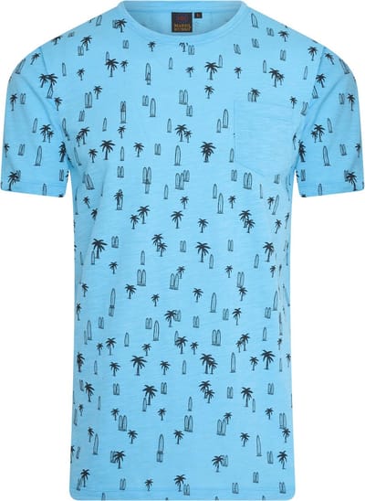 Mario Russo T-shirt - Blauw - Surf Patroon - Zomershirt - XL