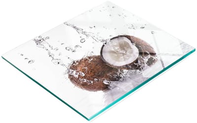 Multifunctioneel decoratief glazen bord met kokosnoot- en waterprint, 60x52 cm