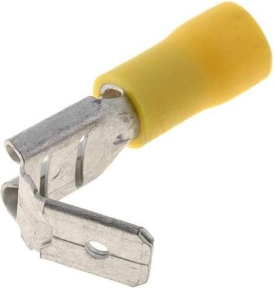 Kabelschoen Vlakstekker - per 10stuks - Geel - Insteekbreedte 4 tot 6.3 mm Insteekdikte 0.8 mm