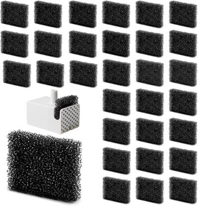 kattenfonteinfilters, 30 stuks, vervangende filters voor drinkfontein voor huisdieren, vervangende schuimfilters, spons voor kat hond waterdispenser, filter 35 x 25 x 9 mm, zwart
