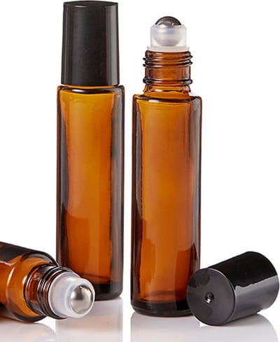 Rollerflesjes Glas 10ml Leeg 10 stuks - Roll-on, Bruin Glas Rollerflesje - Etherische Olie - Parfumrollers - RVS Rollerbal