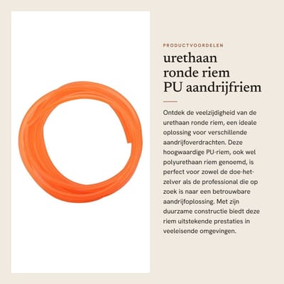 Dailygoods- Aandrijfriem PU - Ronde Polyurethaan Riem - 8 mm x 5 m - Aandrijfoverdracht - Geschikt voor Meerdere Toepassingen - Warm Lassen - Transmissieriem