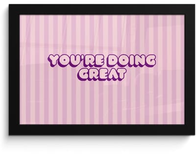 Poster in lijst - Fotolijst 30x20 cm - Posters - Paars - Strepen - You're doing great - Schaduw - Posterlijst zwart - Decoratie - Wanddecoratie woonkamer - Muurdecoratie slaapkamer