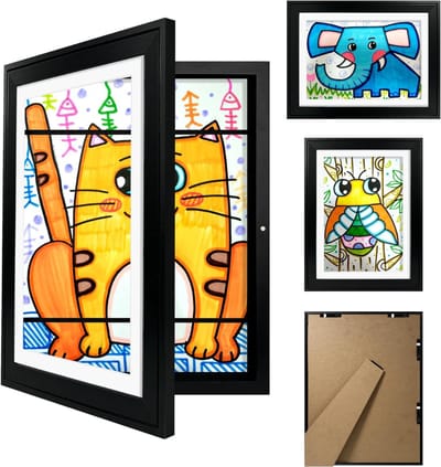 SVN® Wissellijst Kindertekening - Fotolijst - Luxe fotolijst voor kindertekeningen - Zwart - ‎35cm x 26cm x 4cm