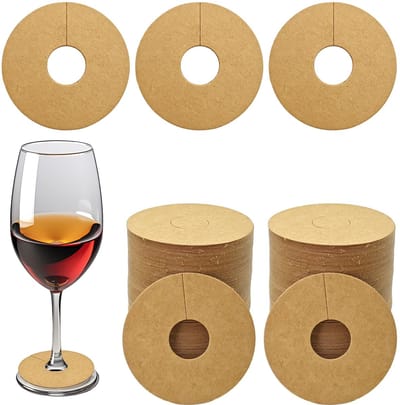 Dailygoods- Wijnglasetiketten 100 stuks - Kraftpapier - Gepersonaliseerd - Voor wijnglazen - Cocktailglazen - Geschikt voor feesten - Etiketten