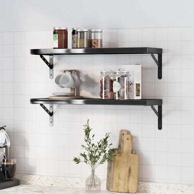 Wandrekken 2 Stuks - Zwevende Planken - Decoratie Woonkamer - Roestvrij Staal - 75 cm Breed - Zwart