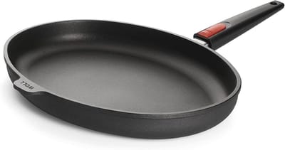 Ovaal Gietijzeren Vispan 38 x 28,4 cm - Inductie Geschikt met Afneembare Steel