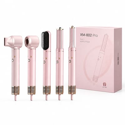 Multifunctionele föhn - 1300 W - ionische haarverzorging - 3-in-1 voor drogen, krullen en steilen - geschenkverpakking in kersenroze