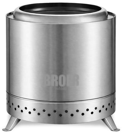 Broer Outdoor® Vortex - Vuurkorf Rond - ASIN304 RVS - 22 cm - Inclusief Grillrooster - Compact & Draagbaar- Tweede Verbranding - Barbecue Mogelijkheid