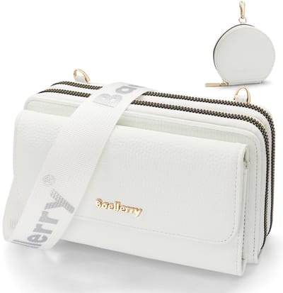 Solidchoice- Telefoonhoesje grote capaciteit - Schoudertas - Crossbody tas - PU-leer - Verstelbare schouderriem - 8 kaartvakken