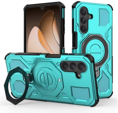 Hoesje geschikt voor Samsung Galaxy A26 | Compatibel met MagSafe / Qi2 | 360° Draaibare Magnetische Standaard | Back Cover Kickstand Ring | Lichtblauw