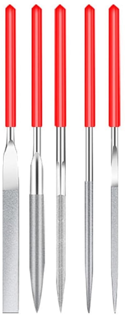 Dailygoods- Mini-Diamantnaaldvijlen Set van 5 - Antislip Handgreep - Hoogwaardig Materiaal - Veelzijdige Toepassing - 100 mm Lang - Robuuste Opslagtas - Vijlen