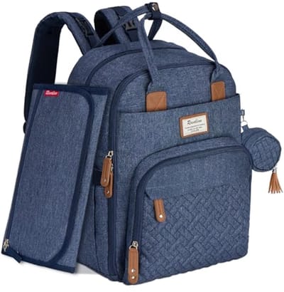 SnelShoppen - Multifunctionele Babycommode Rugzak Luiertas Rugzak Met Draagbaar Verschoonkussen, Fopspeenhouder, Kinderwagenriemen, Marine Blauw, Idea