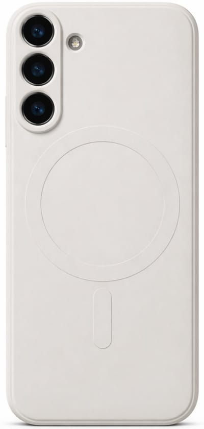 YPCd - MagSafe Backcover voor Samsung Galaxy S24 FE – Shockproof Siliconen Hoesje met Verhoogde Randen & Draadloos Opladen – Beige