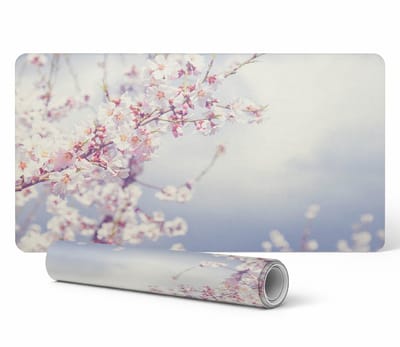 Duurzame antislip bureauonderlegger met lentebloemen, 90x45 cm