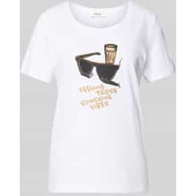 Zachte katoenen T-shirt met print op de voorkant en ronde hals voor vrouwen s.Oliver