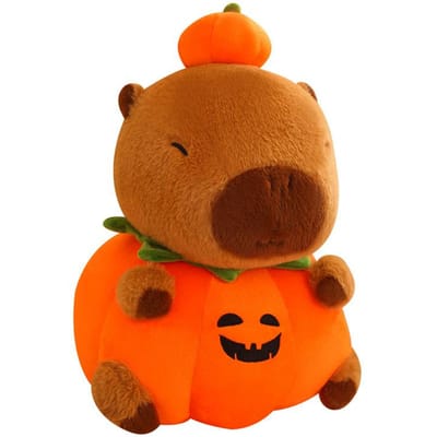Pompoen Capybara Pluche Speelgoed Zacht Knuffeldier Schattig Slaapkussen Halloween Cadeau voor Kinderen Volwassenen 25cm
