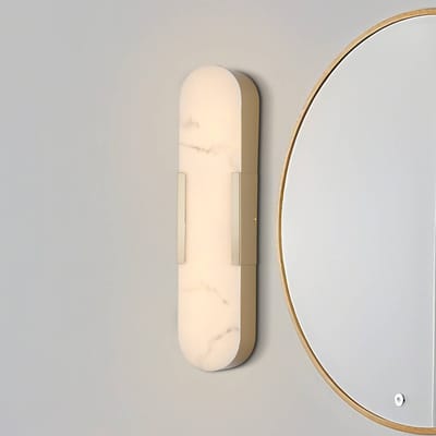 Searchlight LED badkamer wandlamp Opaline hoogte 50 cm goudkleurig metaal/hars