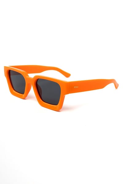 KIMU® Zonnebril Oranje Vierkant Dik Montuur - Oranje Montuur - Zwarte Glazen - Rechthoekige Bril Rave Holland Nederland Festival