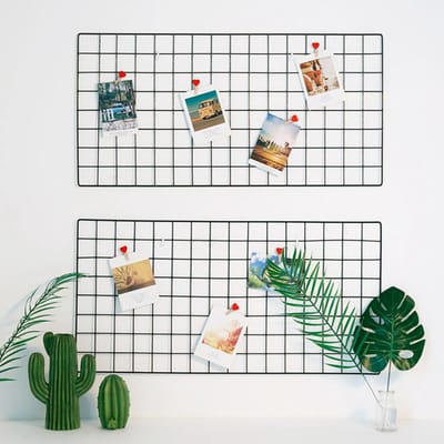 Doe-het-zelf Grid Foto IJzeren Frame Wandplank Wandmontage Gaas Displaypaneel Wandkunst Display Organizer gray