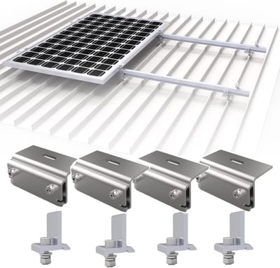 Daksponners met Stabilisatieklem en Staande Vouwklem - 4 Stuks - Bevestiging op Zonne-energie - Roestvrij Staal