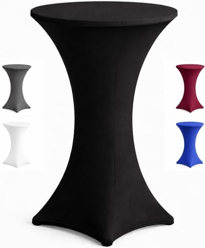 Statafelhoes - Biestrotafelhoes Tafelkleed - Feesten organiseren - 4 Versterkte Voetlussen - Ø 80-85 cm - Zwart