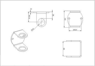 Wandanker Leuningpalen - Bevestiging Staal - Terras Afscheiding - 6mm Staalplaat - 40mm Wandafstand - Metaal