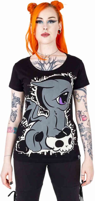 Cupcake Cult - Unicorn Splatter Dames Tshirt - S - Zwart