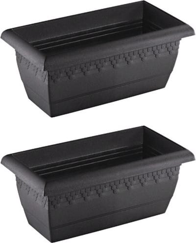 Hega Hogar Plantenbak - 4x stuks - antraciet - rechthoek - kunststof - 40 x 20 cm