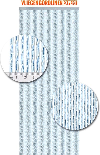 Vliegengordijnenexpert Bali - Vliegengordijn - 92x210 cm - Transparant Blauw