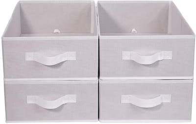 Opvouwbare Opbergdozen 4 stuks - Van hoogwaardige stof - Kledingkast en Lade Organizer - Wit - 39 x 29 x 14 cm