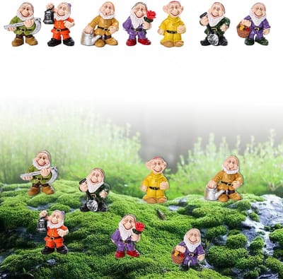 Lachende Tuinkabouters Set van 7 Stuks voor Buiten - Hilarische Tuinaccessoires van Hars voor Decoratie