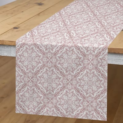 ABAKUHAUS tafel loper – Oosterse Boheemse damast – 40x180 cm – zalm-wit