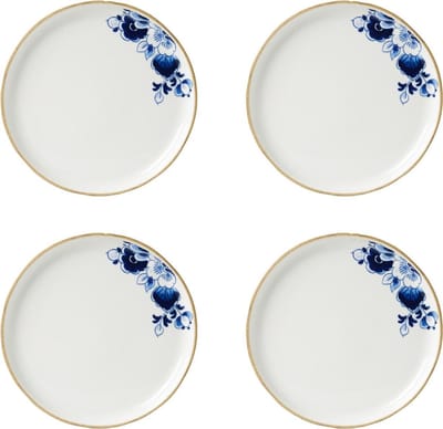 Ontbijtbord Blauw Bloesem - Porselein - 21 cm - 4 stuks