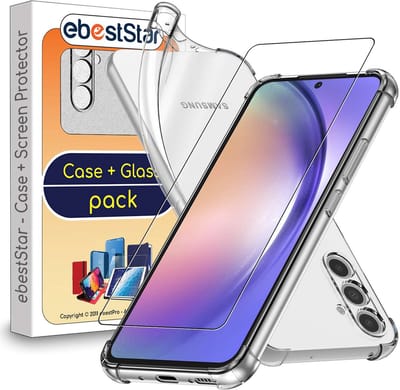 ebestStar - Hoes geschikt voor Samsung Galaxy A54 5G, Silicone Slim Cover Case, Versterkte Hoeken en Randen hoesje, Transparant + Gehard Glas