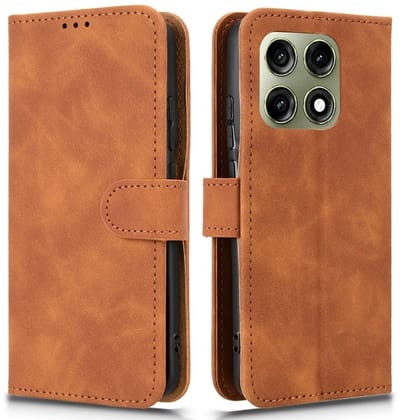 Coverup Hoesje - Geschikt voor Motorola Edge 70 Pro Hoesje - Coverup Book Case - Bruin