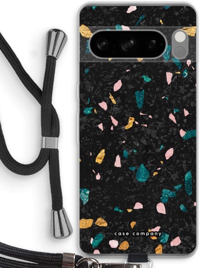 Case Company® - Hoesje met koord geschikt voor Google Pixel 8 Pro hoesje met Koord - Terrazzo N°10 - Telefoonhoesje met Zwart Koord - Bescherming aan alle Kanten en Over de Schermrand