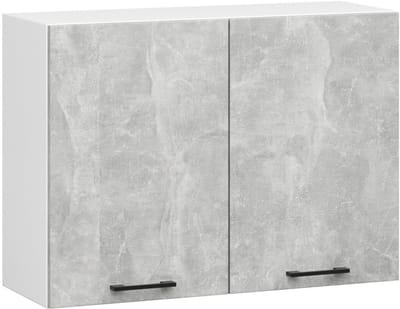 Keukenkast modulaire OLIWIA W80 H580 met 2 Deuren / Hangkast / Bovenkast / AKORD Furniture Factory / Wit – Beton Grijs / 80 x 58 x 30 cm