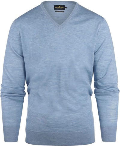 Steppin' Out Pullover V-hals Merinowol Sky Blue - Maat 3XL - Heren - Pullovers