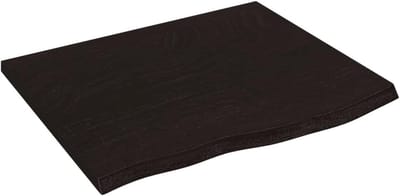 Tafelblad Massief Eikenhout - Vervangend Blad - Tafel Opknappen - Handgemaakt Natuurlijke Rand - 60x50 cm - Donkerbruin