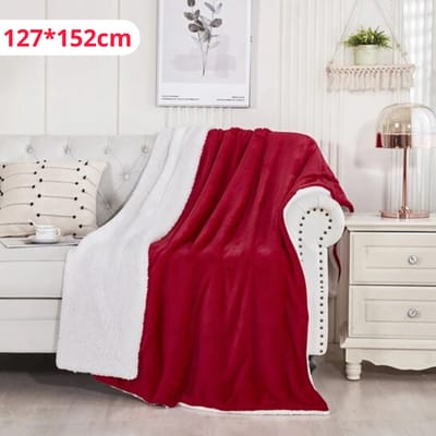 Bovista Deken - Pluche - Wollen - Dekentje - Fleece - Plaid - Knuffeldeken - Bank Deken - 1 Persoons - Rood