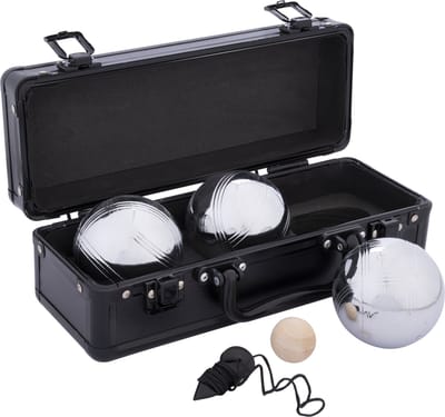 Metalen Jeu de Boules Set – 3 Ballen in Zwarte Aluminium Koffer – Pétanque Set – Metalen Boules 74 mm 720 g – Inclusief But – Luxe Draagkoffer – Engelhart