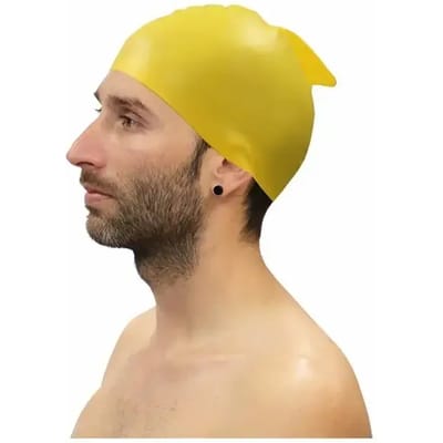 Set van 10 Softee siliconen zwemdoppen met vin Amarillo SENIOR