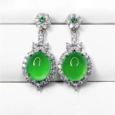 Luxe Zachte Stijl Natuurlijke IJs Chalcedoon Oorbellen Voor Vrouwen Doorschijnend Groen Jade Druppel Oorbellen Mode Sieraden