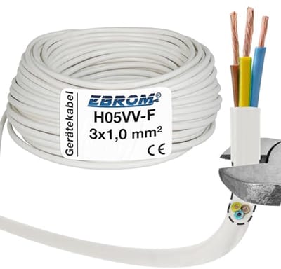 Slangleiding H05VV-F 3G1 mm2 - Wit - 10, 25, 50 en 100 meter