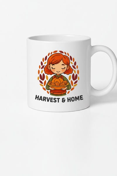 Harvest & Home Mok - Herfst Koffiemok met Schattig Meisje en Pompoenen