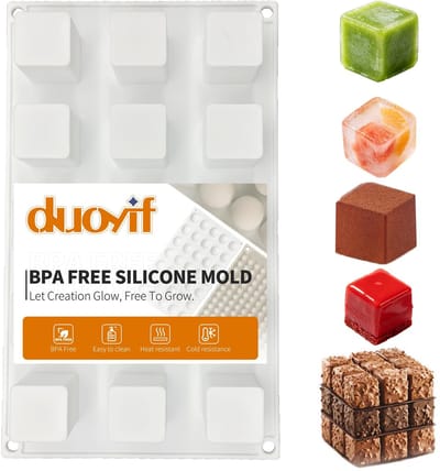 Dailygoods - duoyif Vierkante Chocoladevorm 15 Groeven Ø 3 cm Siliconen Mallen voor Chocolade Mousse, Taart, IJsblokjes